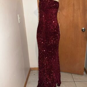 Red sequin long dress